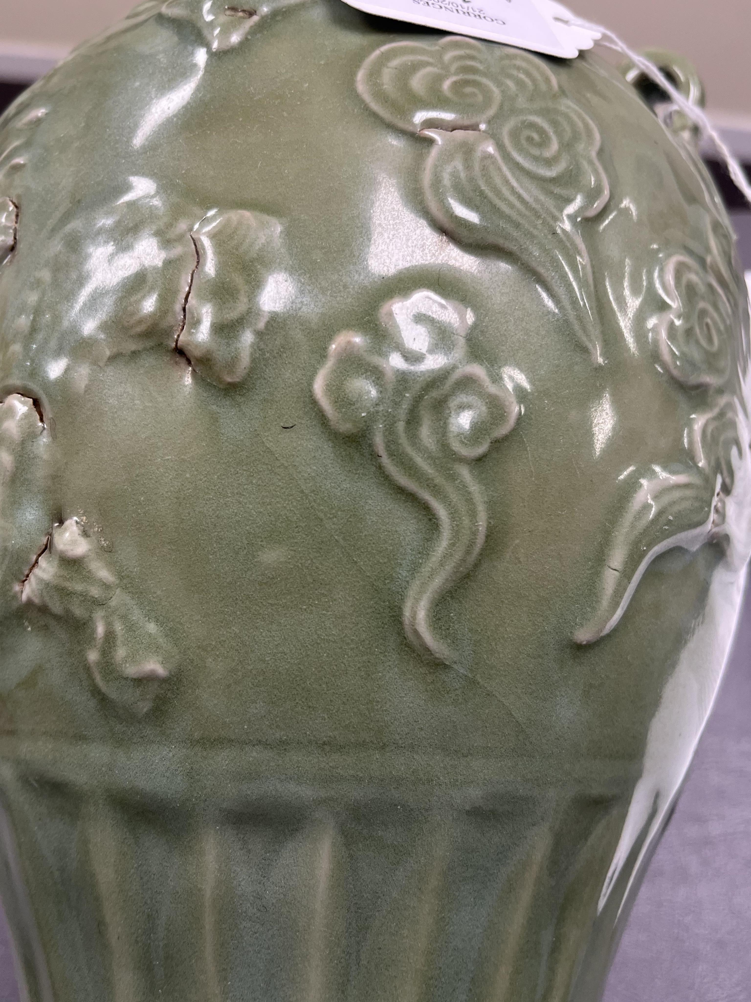 A Chinese Longquan style celadon vase